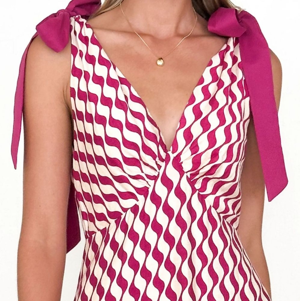 Printed V-Neck Tie Shoulder Cami Dress - Picture 12 of 15